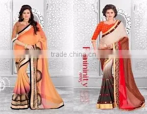 Season Special Designer Embroidery Saree With Blouse Material & Lace Border so Beautiful Style thumbnail-1