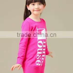 Print Letters Spring Rose Red Longth Sleeve Pullover for Girls thumbnail-4