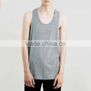 Slim Fit Plain Grey Loose Tank Tops Men Wholesale thumbnail-1