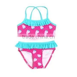 Bule Linear Design Girl Swim Suit With Hello Kitty Printing thumbnail-6