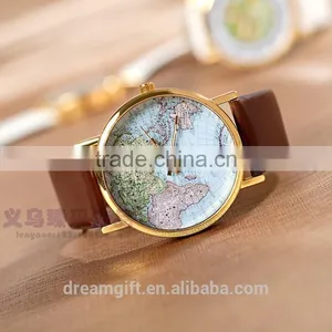 2015 Hot Sale Retro World Map Watch Fashion Leather Alloy Women Casual Analog Quartz Wrist Watch Items for Girls thumbnail-2
