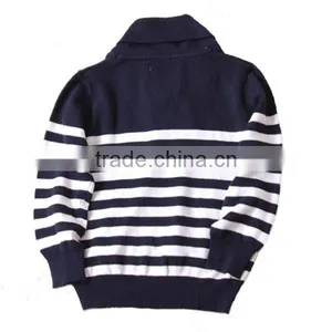 Turn Down Collar Children Stripe Knitting Patterns Sweater thumbnail-2
