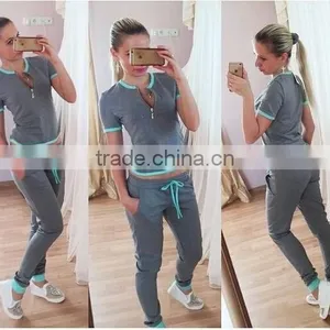 2016 Hot Sale Spring Style Sweat Shirt Print Tracksuit Women Long Pants Pullover Tops Womens Set Women Sport Suits thumbnail-4