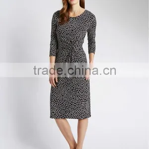 3/4 Sleeve Mosaic Print Wrap Shift Dress thumbnail-1
