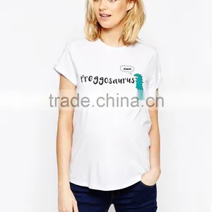 New Collection Fashion Printing Short Sleeve Maternity T-shirt Maternity Belt thumbnail-2