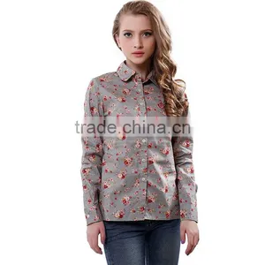Hot Sale High Quality Fancy Floral Soft Casual Shirt for Women thumbnail-1