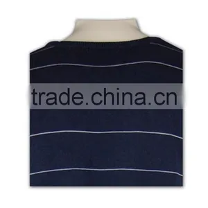 ISO9001/BSCI Manufature Embroidery Navy Blue Sleeveless Striped Sweater Vest thumbnail-4