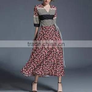 Chiffon Printed Shivering Red One-piece Dress New Fashion Ladies Dress thumbnail-1