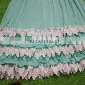 Girl Mint Green Party Dresses Child Cotton Frocks Design Children Ruffle Matching Dresses Toddler Girl Clothing Family thumbnail-5