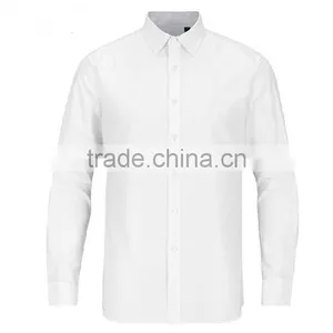 Wholesale Plain White 100% Cotton Shirts for Men Classic Men's Suit Shirts White thumbnail-1