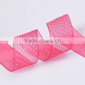 Polka Dots Printed Organza Sheer Ribbon thumbnail-2