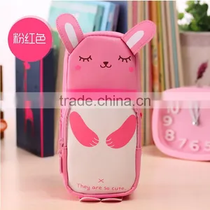 Wholesale Office & School Rabbit Panda Pencil Case Bag PVC PU Fabric Multifunction Animal Shape Pencil Bag thumbnail-2