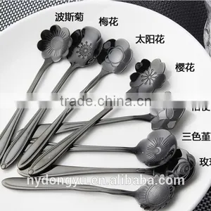 High Quality Stainless Steel Coffee Spoon /llg Gold Plate Cherry Flower Stainless Steel Tea Spoon /fancy Dinnerware Tableware thumbnail-2