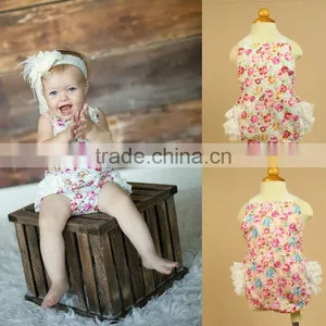 Infant Girls' Printed Skirted Rompers Lace Ruffles Jumpsuit thumbnail-4