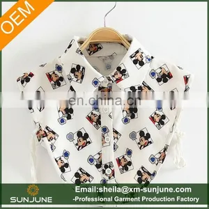 Fashion Women Button Placket Chiffon Crop Top With Collar thumbnail-1