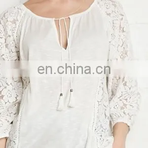 Casual Girls O-Neck Long Sleeve Lace T-Shirts thumbnail-1