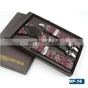 2017 New Design Men's High-end Brand 4 Clips Jacquard Printing Suspenders thumbnail-4
