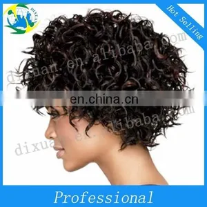 Black High Temperature Silk Fluffy Short Rolls Europe and the United States Wig Set thumbnail-2