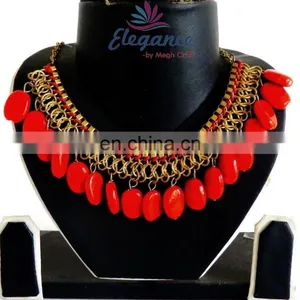 Indo Western Imitation Jewelry-Indian Wholesale Modern Tribal Beaded Necklace Jewelry-woman Costume Handmade Beaded Jewelry thumbnail-1