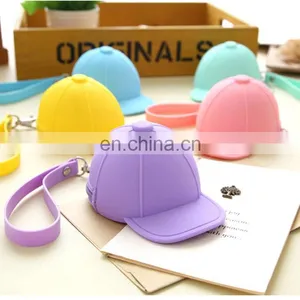 Lovely Baseball Cap Shape Mini Coin Purse Bag Small Cute Wristlet Key Wallet Fashion Silicone Coin Case thumbnail-5