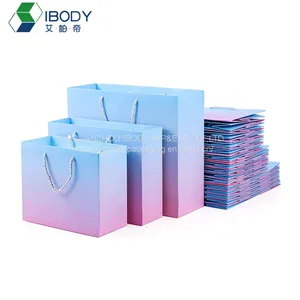 Customized High Quality White Cardboard Jewelry Gift Bag Boutique Supermarket Shopping Bag thumbnail-1
