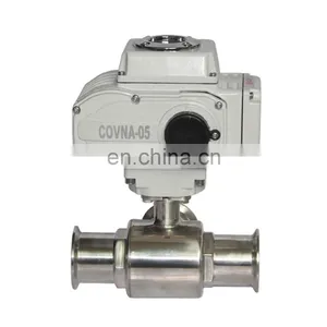 COVNA DN40 1.5 Inch 3 Way L Port 220V AC Tri Clamp Food Grade 316 Stainless Steel Motor Operated Sanitary Ball Valve thumbnail-5