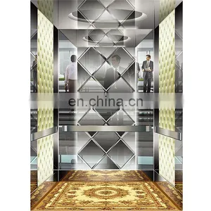 Professional 6 Persons MRL Gearless Mirror Etching Elevator Lift Passenger Cabin thumbnail-2