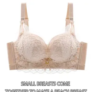 Factory Sale Womens Lace Underwire Padded Plus Size Bra Sexy Lace 3/4 Cup Bra thumbnail-5