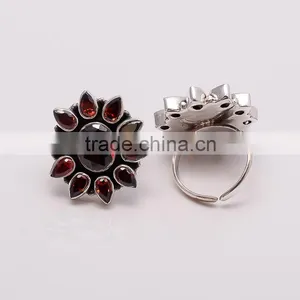 GARNET TOE RING ,925 Sterling Silver Jewelry Wholesale,WHOLESALE SILVER JEWELRY,SILVER EXPORTER,SILVER JEWELRY FROM INDIA thumbnail-1