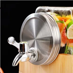 Large - Capacity Glass Beverage Dispensers W/Stainless Spigots. Airtight Lids. Wooden Stand. Ideal for Parties & Daily Drinks! thumbnail-4