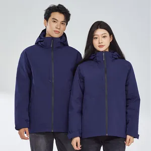 Three in One Men's and Women's Winter Soft Shell Woven Zipper Waterproof and Windproof Outdoor Warm Jacket thumbnail-1