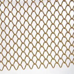 Aluminium Decorative Steel Metal Wire Screen Woven Architectural Mesh Ceiling Curtain Hanging Drapery Coil for Interior Design thumbnail-5