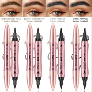 QIC Rose Gold Dual-Ended 4-Tip Eyebrow Pen & Eyeliner (Waterproof & Smudge-Proof) 4-Tip Forked Liquid Eyebrow Pen for Natural, Feathered Brows thumbnail-2