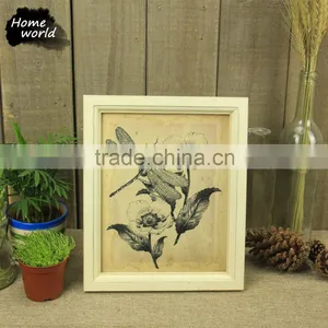 White Landscape Painting Dragonfly &Flower Picture Photo Frame thumbnail-4