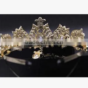 Top Quality Handmade Bridal Hair Accessories Luxury Red Crystal Crown Big Crowns thumbnail-2