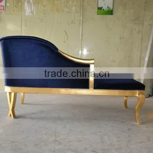 Royalblue Velvet Gold Frame Lounge Chaise XY2869A thumbnail-3