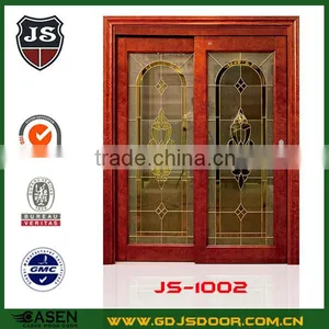 China Supplier 100% Pure Sapele Solid Wood Double Glass Door thumbnail-1