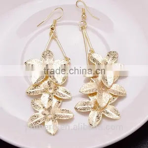 New Design Flower Dangle Jewelry Matte Long Earring Hook Wholesale thumbnail-5
