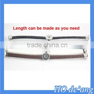Hogift 2016 Interchangeable Jewelry New PU Leather Charm Black Bracelets 21cm thumbnail-5