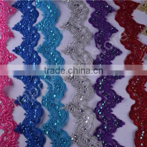 Pearl Beaded & Sequin Bridal ~ Lace Embroidered Lace Various Color Wide:6cm in Stock thumbnail-2
