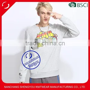 Custom 100% Fleece Polyester Men Grey Pullover Hoodie Sweatshirts thumbnail-1