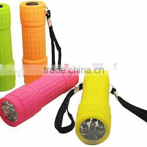 TE001 2015 Top Colorful Led Flashlight in Rubber Coated Cheap Plastic 9LED thumbnail-1