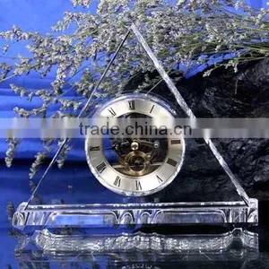 Wholesale Fashion K9 Crystal Glass Pyramid Desk Table Clock thumbnail-1