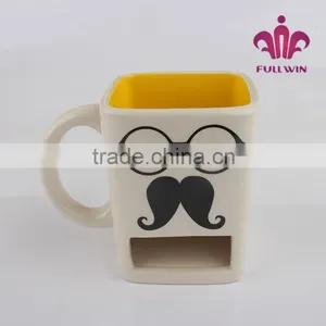 White Ceramic Mug Ceramic Fondue Mug thumbnail-1