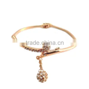 Hot Sale 18k Rose Gold Bangle With Drop Down Charm Ball thumbnail-1