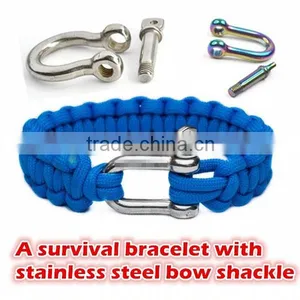 Paracord 550 Survival Bracelet With Stainless Steel Bow Shackle thumbnail-1