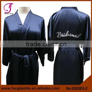 030203 Short Design Embroidered Words Personalized Silk Satin Woman Short Robe thumbnail-1