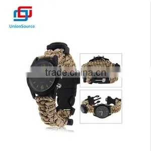 Outdoor Men Multifunctional Paracord Watch Bracelet With Thermometer &Fishing Kit thumbnail-1