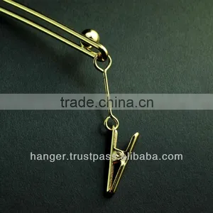 Japanese Metallic Golden Lingerie Hanger With Clips for Elegant Evening Dress thumbnail-1
