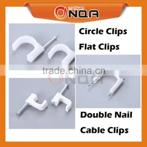 ONQA New Round Bulk Plastic Wall Wire Cable Clip Nail Hook Holder 16mm thumbnail-1
